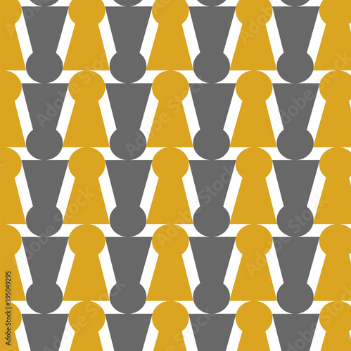 Fortuna Gold and gray Geometric Seamless Keyhole Patterns on white. Endless vector texture can be used for wrapping, wallpaper, tile backdrop, web background, surface textures and textile pattern.