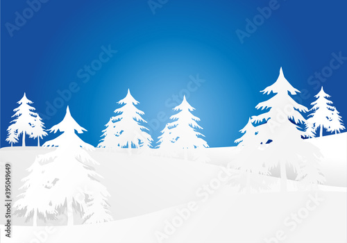 Bosques de árboles  nevados en una noche.