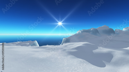 Fototapeta Ice berg on see 3d render