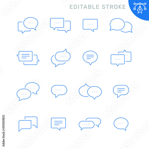 Chat bubble related icons. Editable stroke. Thin vector icon set