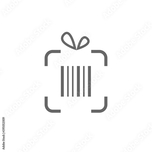 Discount. Present barcode box with ribbon vector image in outline style. Logo design