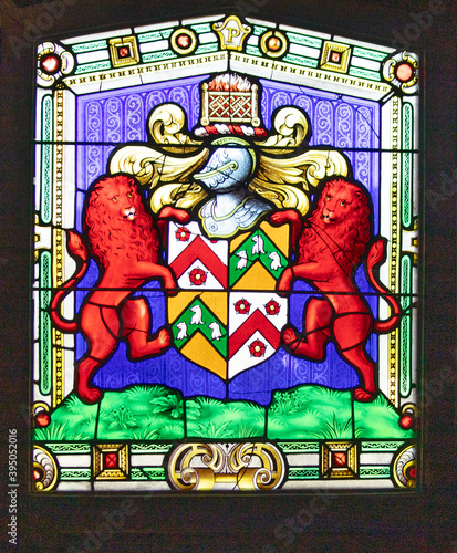 Somerset, U.K. September 16th, 2020 stained glass window