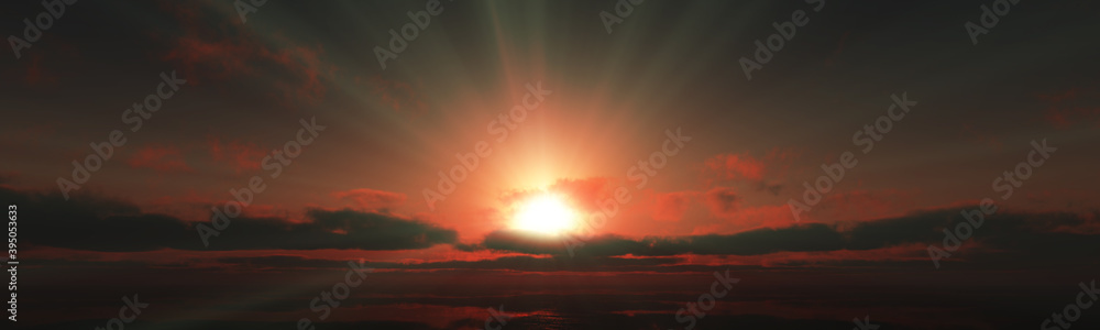 sunset calmly sea sun ray 3d render sunset calmly sea sun ray 3d render