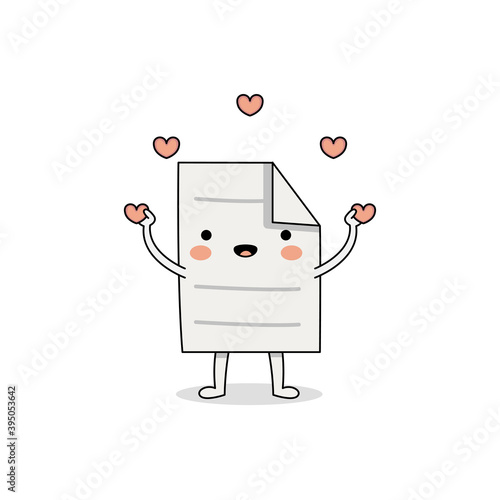 Cute paper cartoon character spreading love