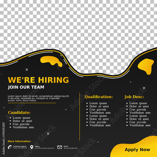 Hiring, Job vacancy design poster.Open recruitment design template. Social media post design layout
