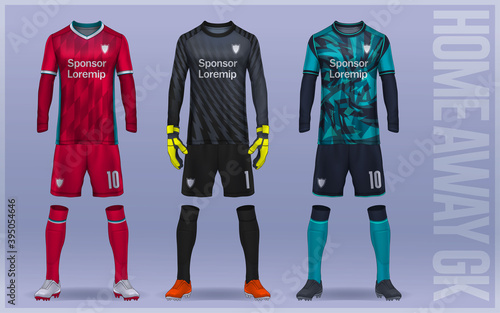 t-shirt sport design template, Soccer jersey mockup for football club. Goalkeeper jersey.
