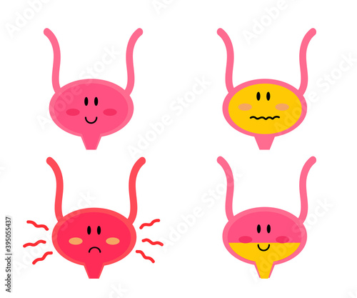 Bladder on a white background. Cystitis. Vector illustration.