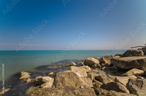 Seascape with rocks and calm sea