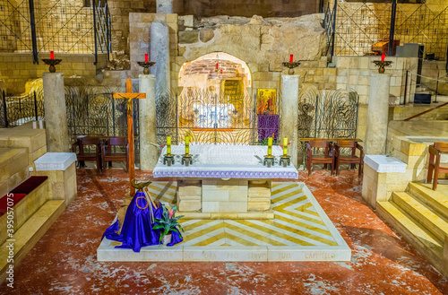 The holy grotto in Basilica of Annunciation in Nazareth, Israel