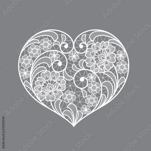 heart with lace flowers. decorative element