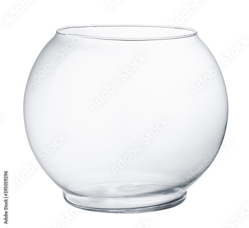Empty glass storage container isolated on white background