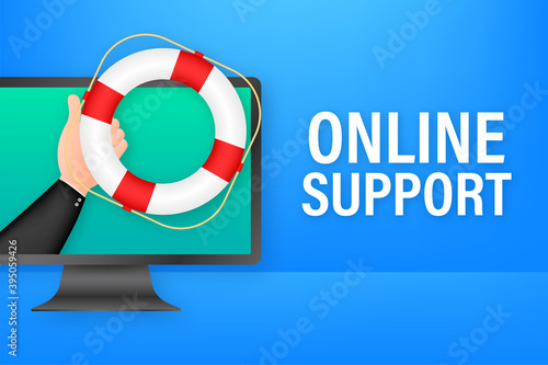 Customer service 24-7. Call center landing page. Online support center, assistance. Vector stock illustration.