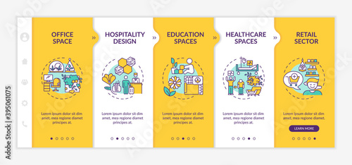 Biophilic space design onboarding vector template. Office interior. Indoors environment. Work place comfort. Responsive mobile website with icons. Webpage walkthrough step screens. RGB color concept