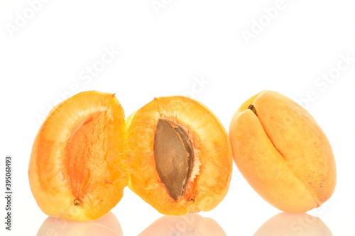 ripe pineapple apricots, close-up, on a white background