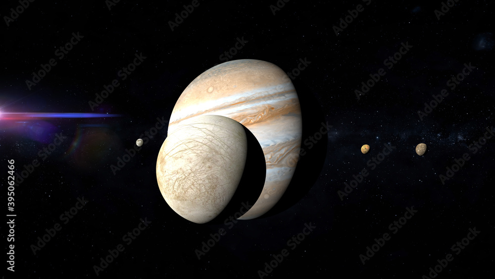 jupiter moon europa 3d rendering illustration jupiter moon europa 3d rendering illustration
