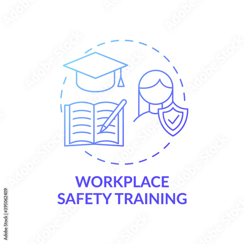 Workplace safety training concept icon. Workplace safety rights. Teaching working personal before attending job rules idea thin line illustration. Vector isolated outline RGB color drawing