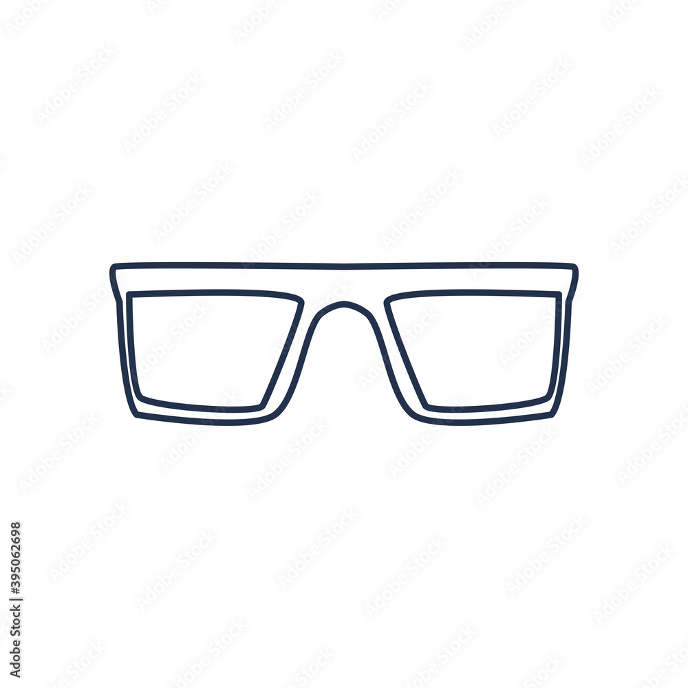 glasses with rectangle lens, line style on white background glasses with rectangle lens, line style on white background