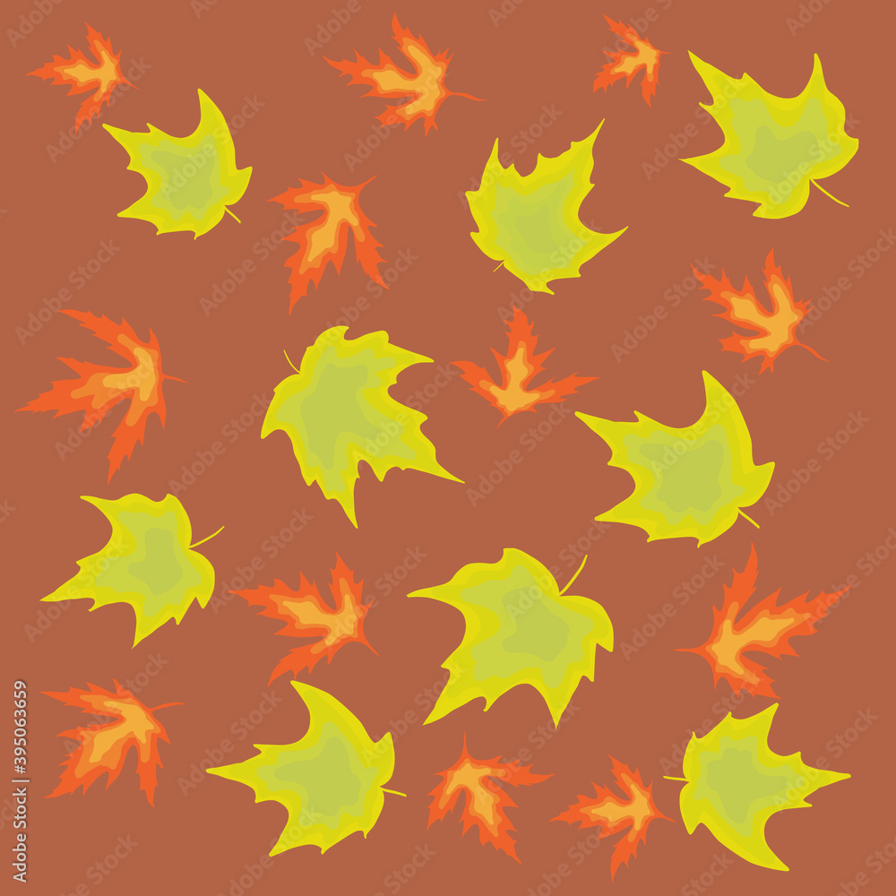 Fototapeta premium set of yellow and orange autumn leaves