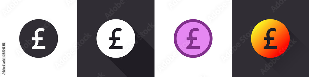Obraz premium Pounds icons. British pounds sign. Money symbols. Money icon concept. Flat icons in a different style. Vector illustration