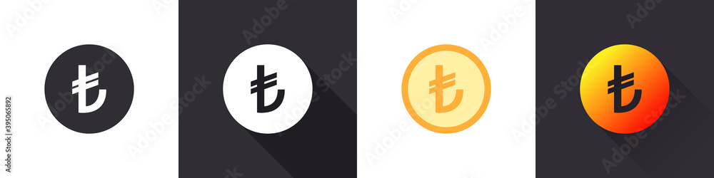 Obraz premium Turkish Lira icons. Turkish lira sign. Money symbols. Money icon concept. Flat icons in a different style. Vector illustration