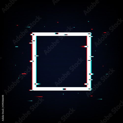 Isolated square neon glitch shape. Noise vector