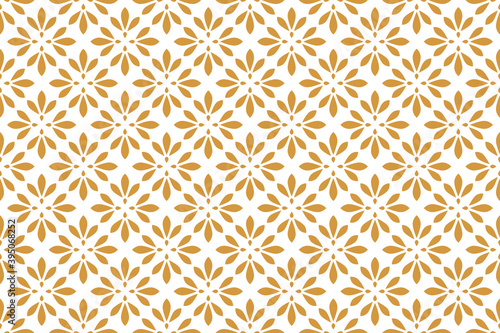 Flower geometric pattern. Seamless vector background. White and gold ornament. Ornament for fabric, wallpaper, packaging. Decorative print