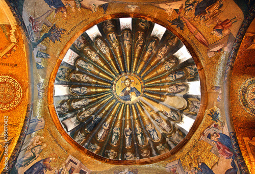ISTANBUL, TURKEY . One of the domes in Chora Church (Turkish: Kariye Müzesi, or Kariye Camii — the Chora Museum or Mosque), with a beautiful mosaic of Jesus Christ (
