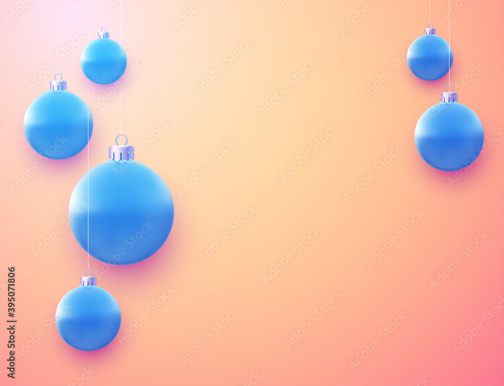 Blue christmas baubles hanging on threads. Blue christmas baubles hanging on threads.