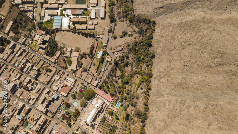 Aerial panoramic view of Lunahuana , Cañete, Lima - Peru.