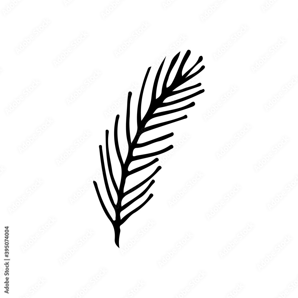 Doodle spruce branch illustration. Hand drawn spruce branch icon in vector. Doodle spruce branch illustration. Hand drawn spruce branch icon in vector.