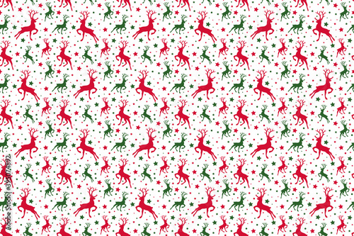 Christmas texture with silhouettes of reindeers. Xmas wallpaper. Vector