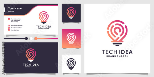 Tech idea logo with modern gradient line art style, technoogy, computer, Premium Vector