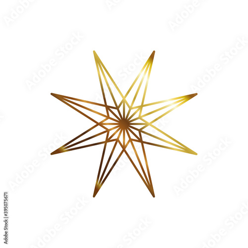 star of 8 points gold style icon vector design