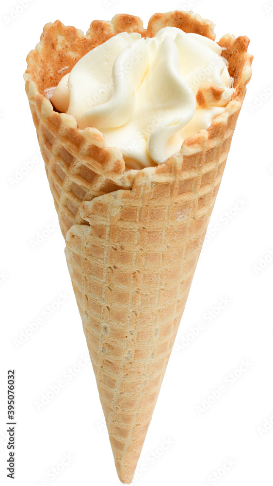 Ice cream in a waffle cone isolated Ice cream in a waffle cone isolated
