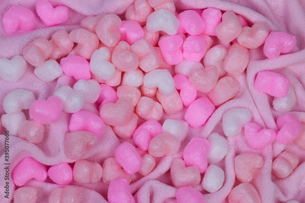 Pink heart shaped Foam on Pink Background Pink heart shaped Foam on Pink Background