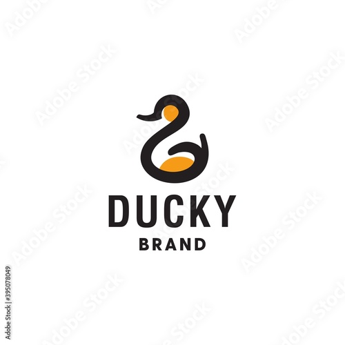 Duck logo icon Line art vector illustration. Bird in fly. icon for hunting and tourism. minimal duck outline symbol