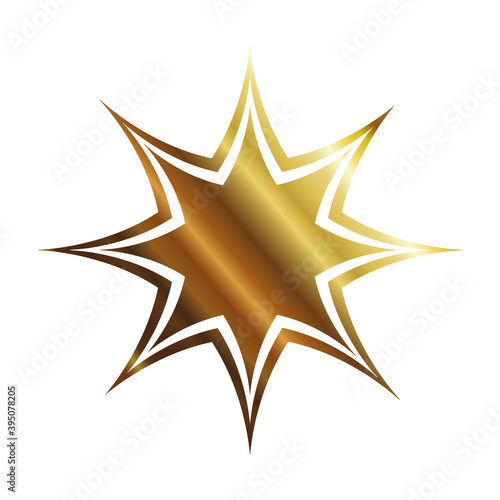 star of 8 points gold style icon vector design