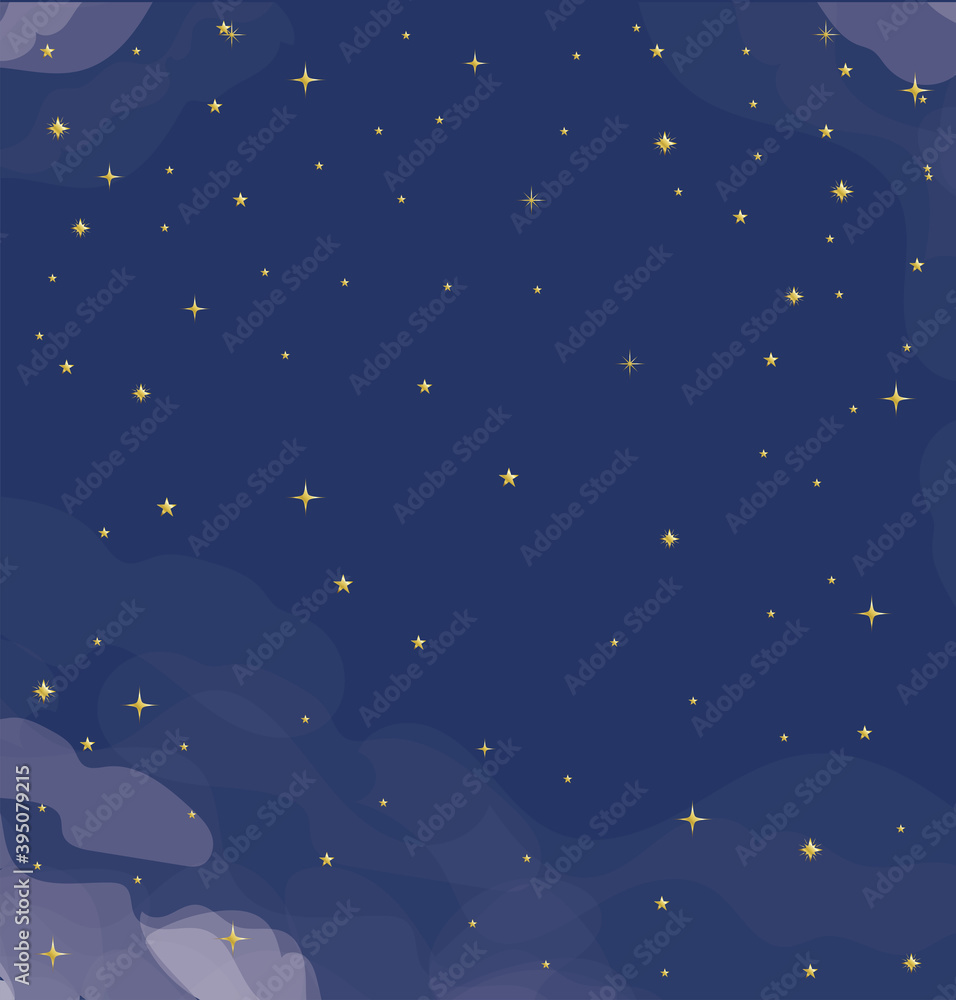 gold stars on blue sky background vector design