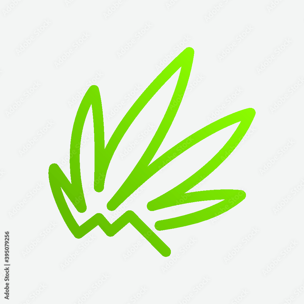 Green mountain leaf minimalist icon logo Green mountain leaf minimalist icon logo