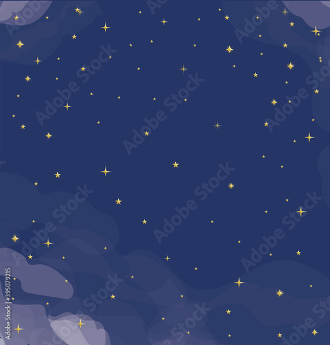 Fototapeta Naklejka Na Ścianę i Meble -  gold stars on blue sky background vector design
