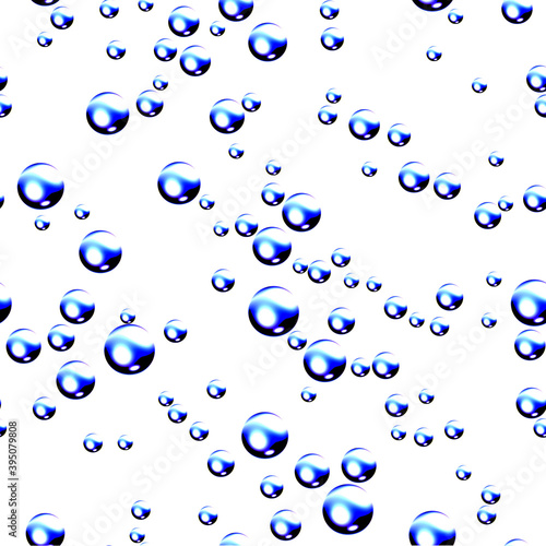Silvery white metal design, abstract blue water drops