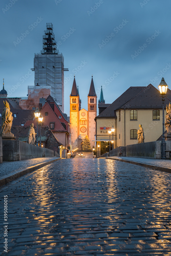 City of Wuerzburg with Old Main Bridge, Germany