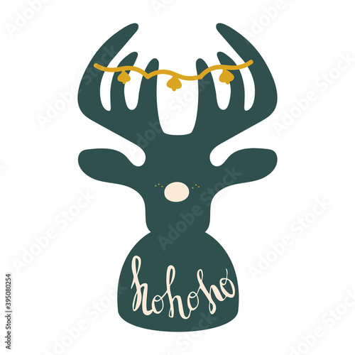 Christmas deer in trendy colors Set Sail Champagne, Fortuna Gold, Tidewater Green isolated on a white background. 2021. Merry Christmas and happy holidays.