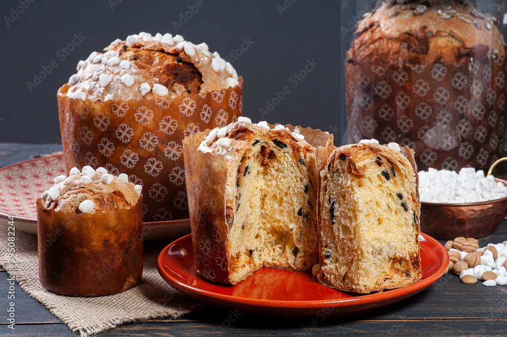.Delicious homemade panettone with natural fermentation .Delicious homemade panettone with natural fermentation
