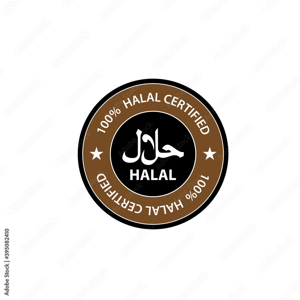 Halal logo. Halal badge, Round stamp and vector logo. Halal sign design