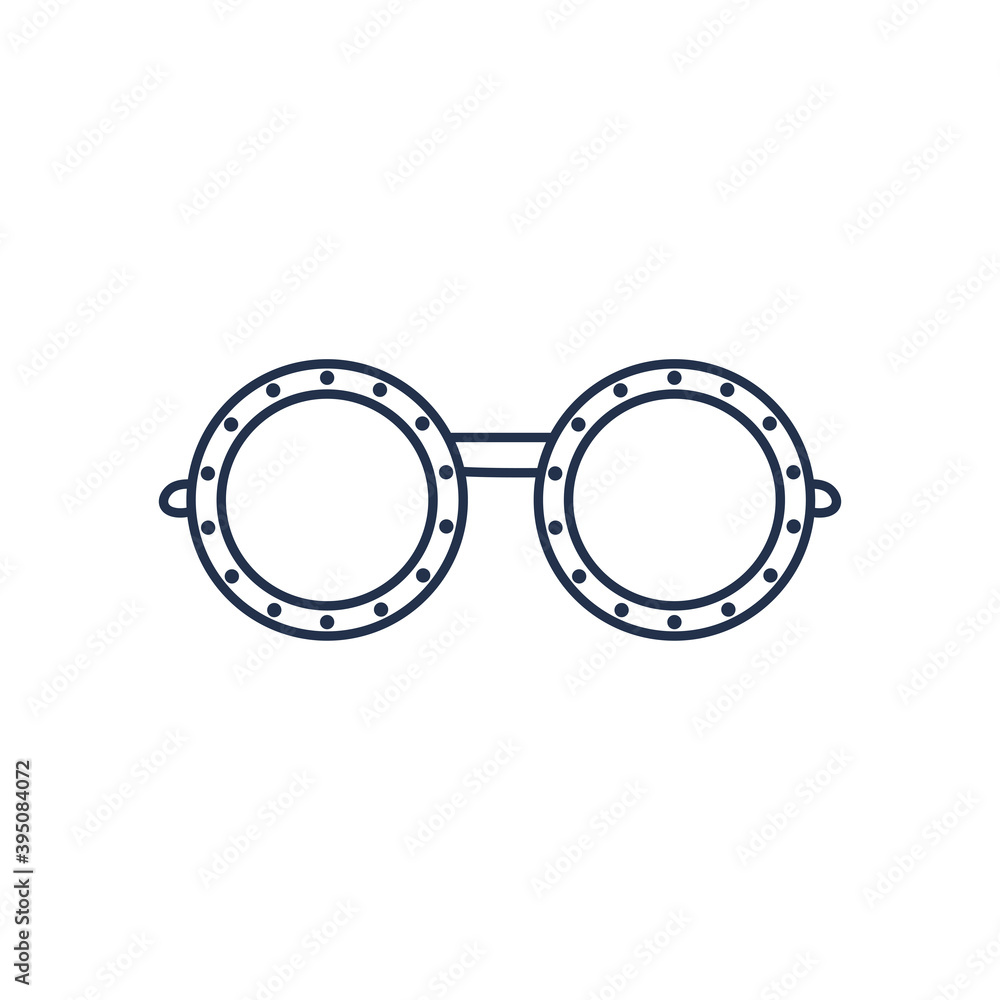 glasses of round frame, line style over white background glasses of round frame, line style over white background