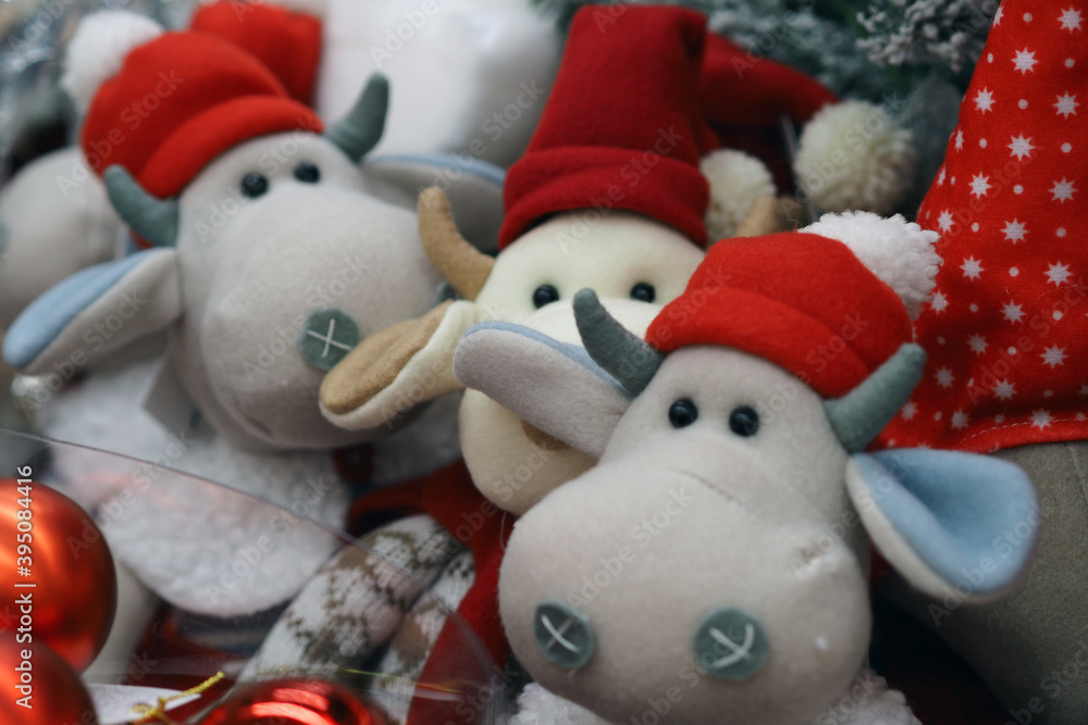 The symbol of 2021 is a toy bull with a The symbol of 2021 is a toy bull with a