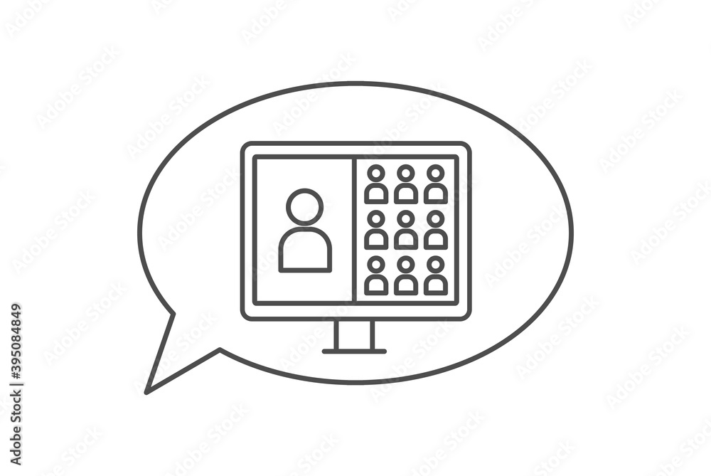 Online Training icon. Webinar, distant education, video lecture, video conference, online course. Vector illustration.