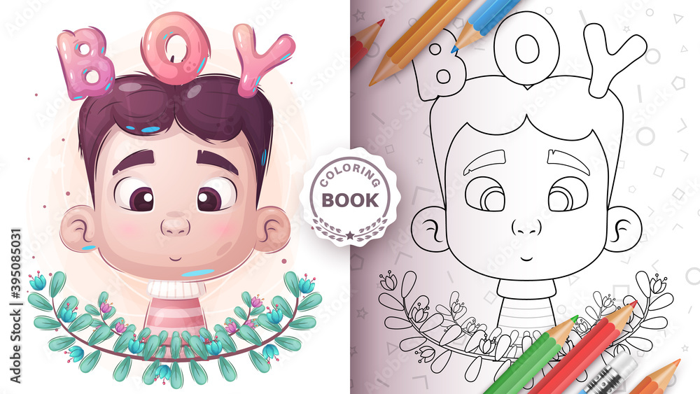 Obraz premium Cute cartoon boy - coloring page
