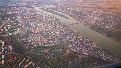 Fotografija View of the outskirts of Frankfurt am Main (Germany) from the windows of the pla